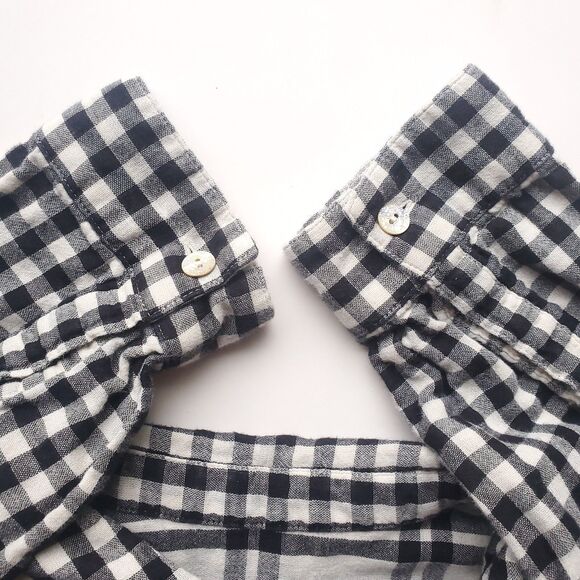 J Jill Top Womens M Gingham Check Plaid Popover Black White Tunic Double Cloth - Picture 4 of 14